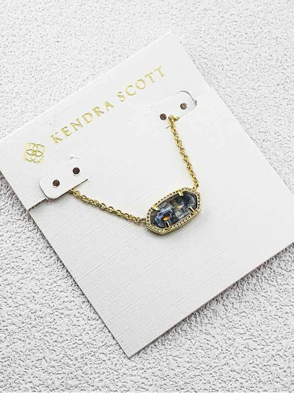 Kendra Scott Gold Chain Necklace with Marbled Blue Pendant